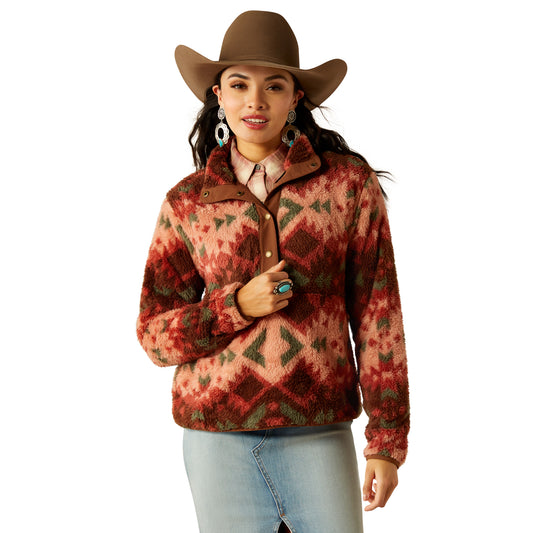 10053942 Ariat Women's Berber Snap Front Sweatshirt Plainview Print