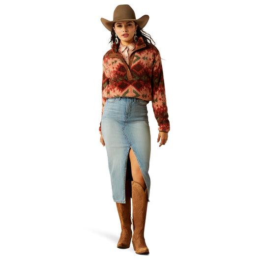 10053942 Ariat Women's Berber Snap Front Sweatshirt Plainview Print