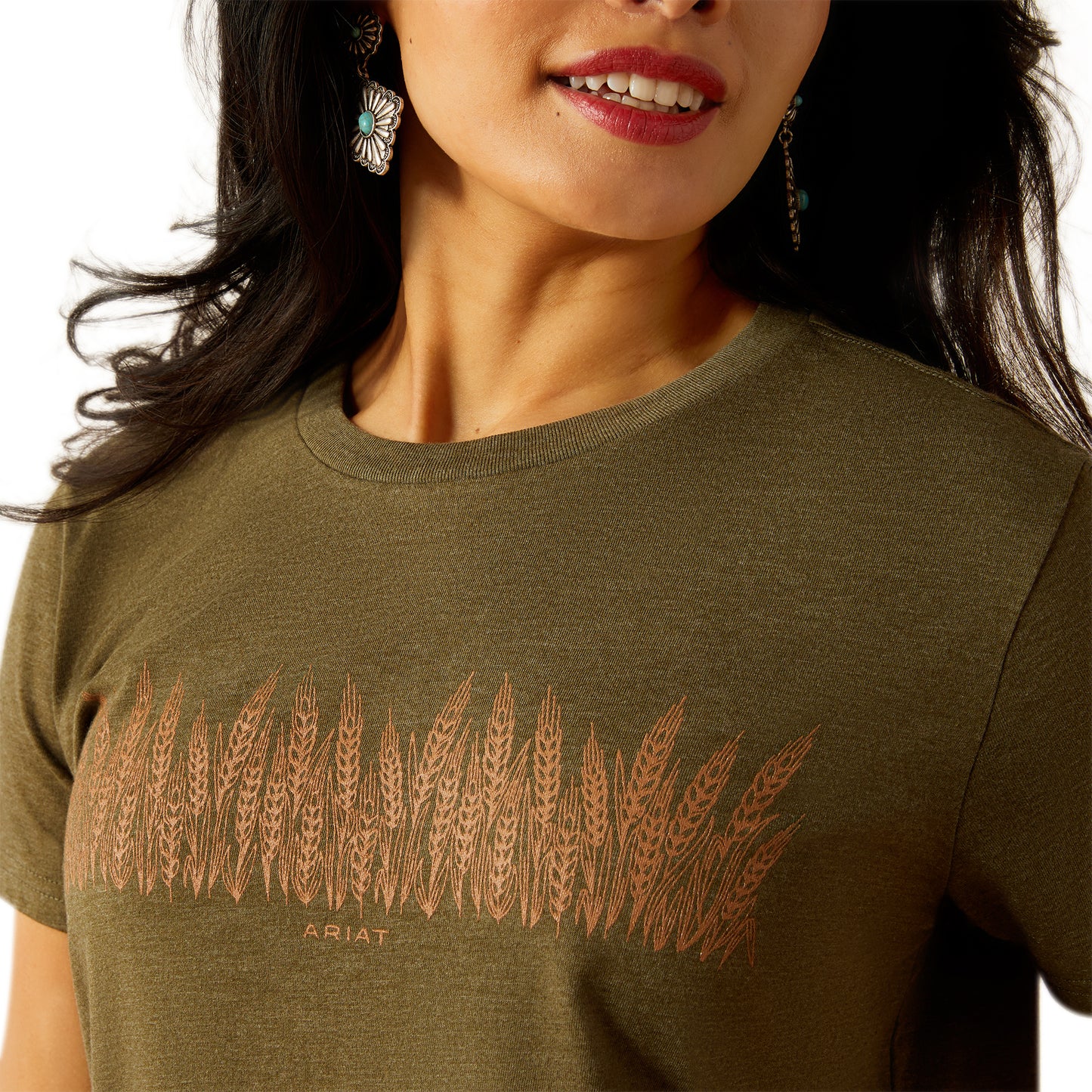 10054028 Ariat Women's Amber Waves SS Tee Military Heather
