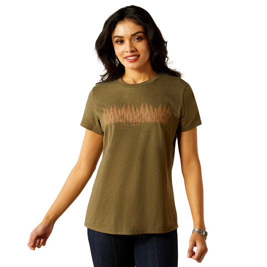 10054028 Ariat Women's Amber Waves SS Tee Military Heather