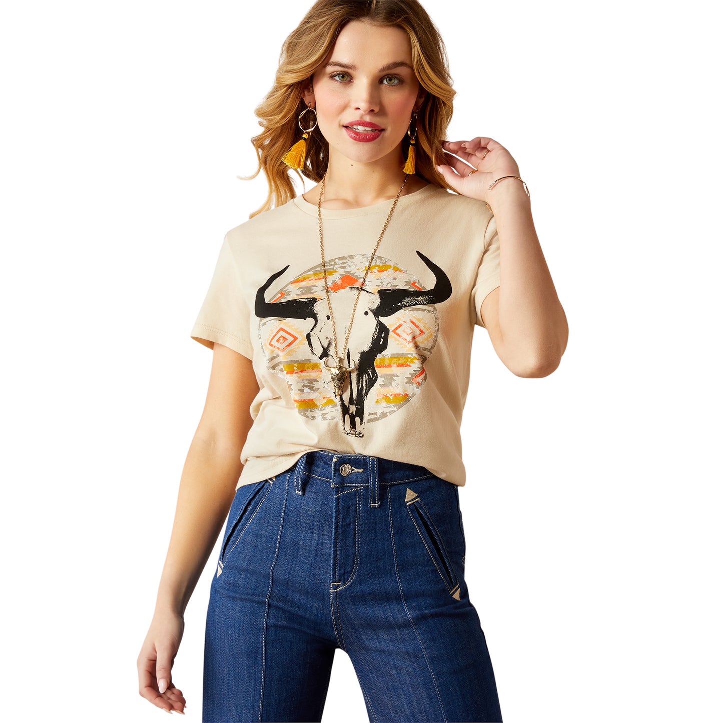 10054039 Ariat Women's Longhorn Watercolor T-Shirt
