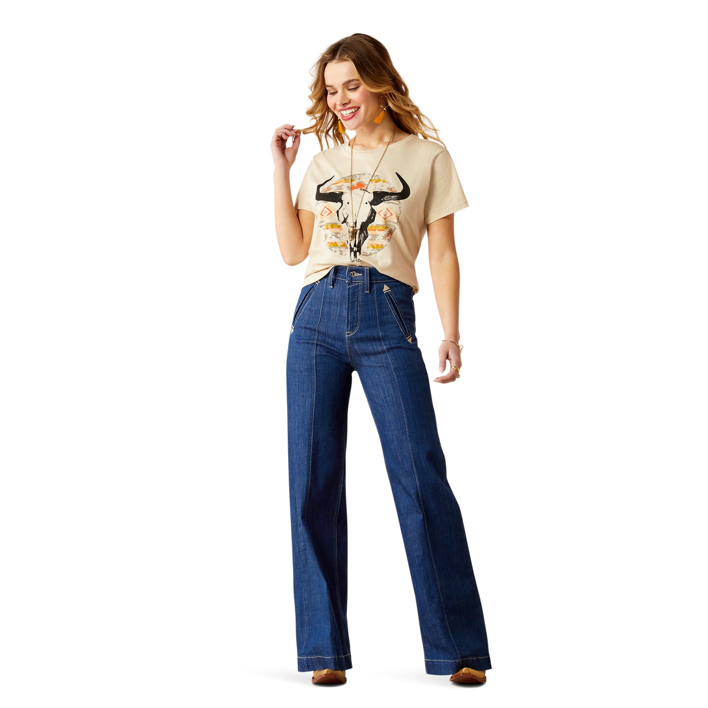 10054039 Ariat Women's Longhorn Watercolor T-Shirt