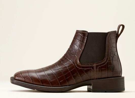10074162 Ariat Mens Booker Chelsea Western Square toe Croc Print