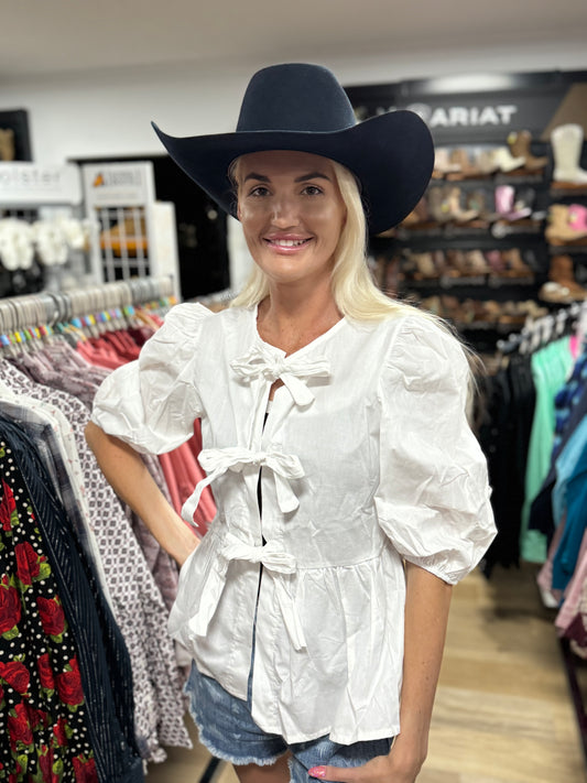 36054 Floyd Tie Blouse White