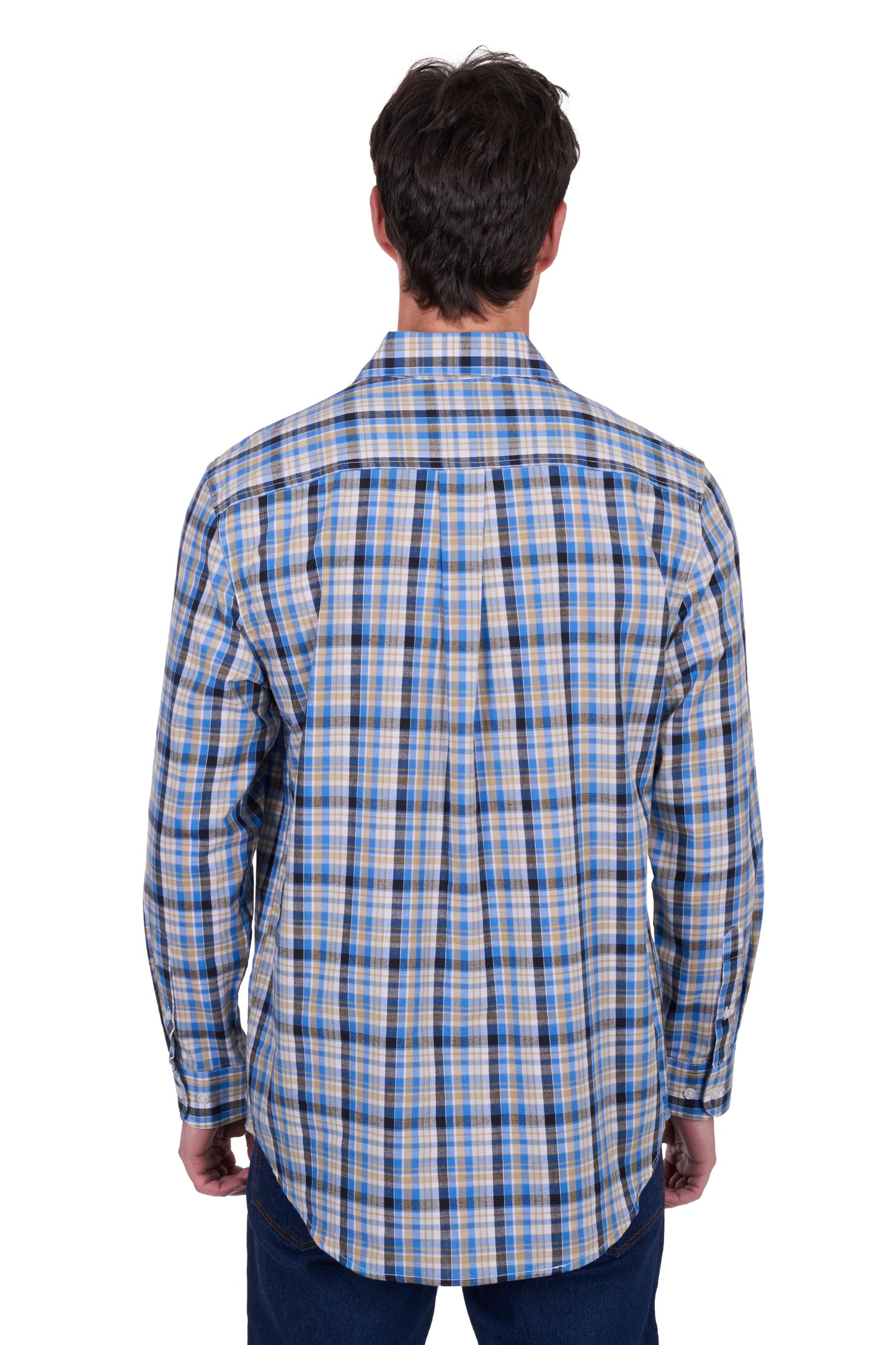 H5S1126185 Hard Slog Men's Gibson 1/2 PLKT LS Shirt Blue/ Tan