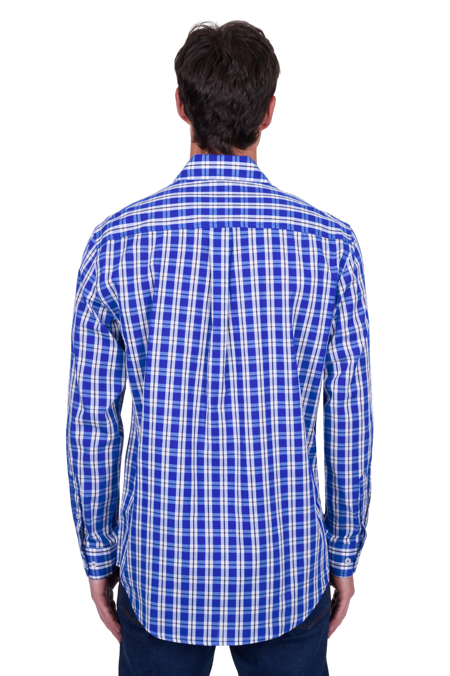 H5S1126188 Hard Slog Men's Levers 1/2 PLKT LS Shirt Royal/ White