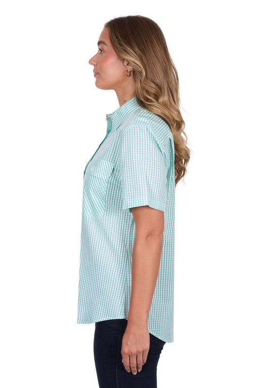 H5S2102150 Hard Slog Women's Grace 1/2 Placket SS Shirt Mint