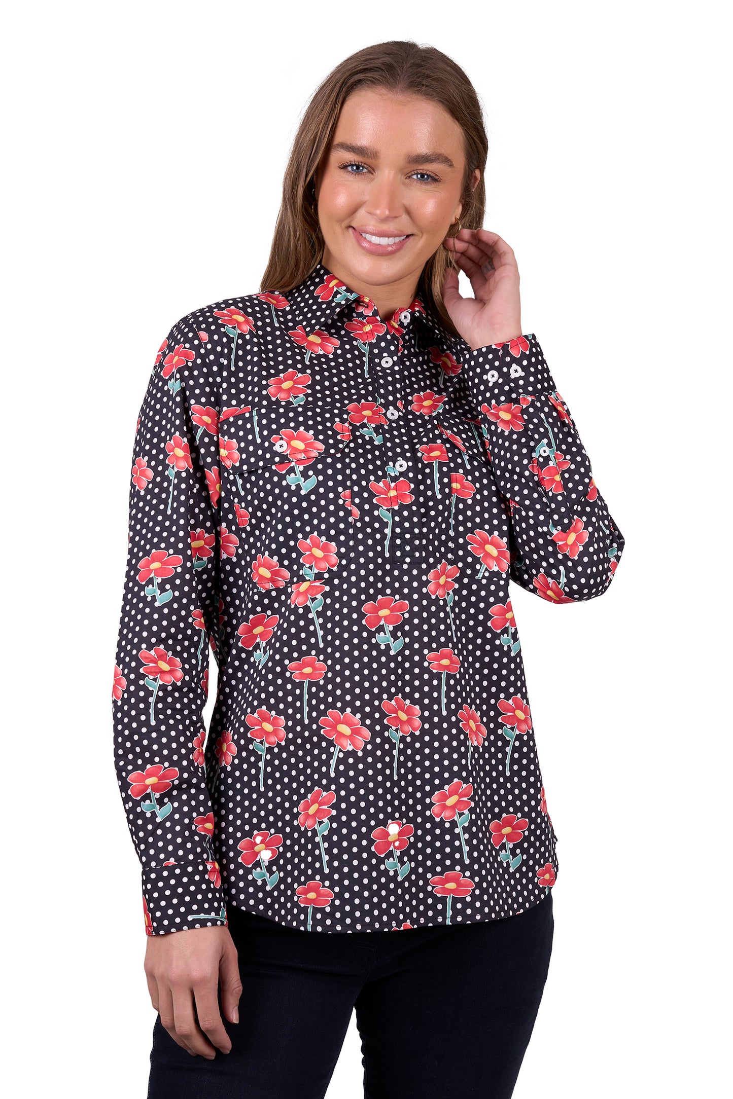 H5W2101180 Hard Slog Women's Inez 1/2 PLKT LS Shirt
