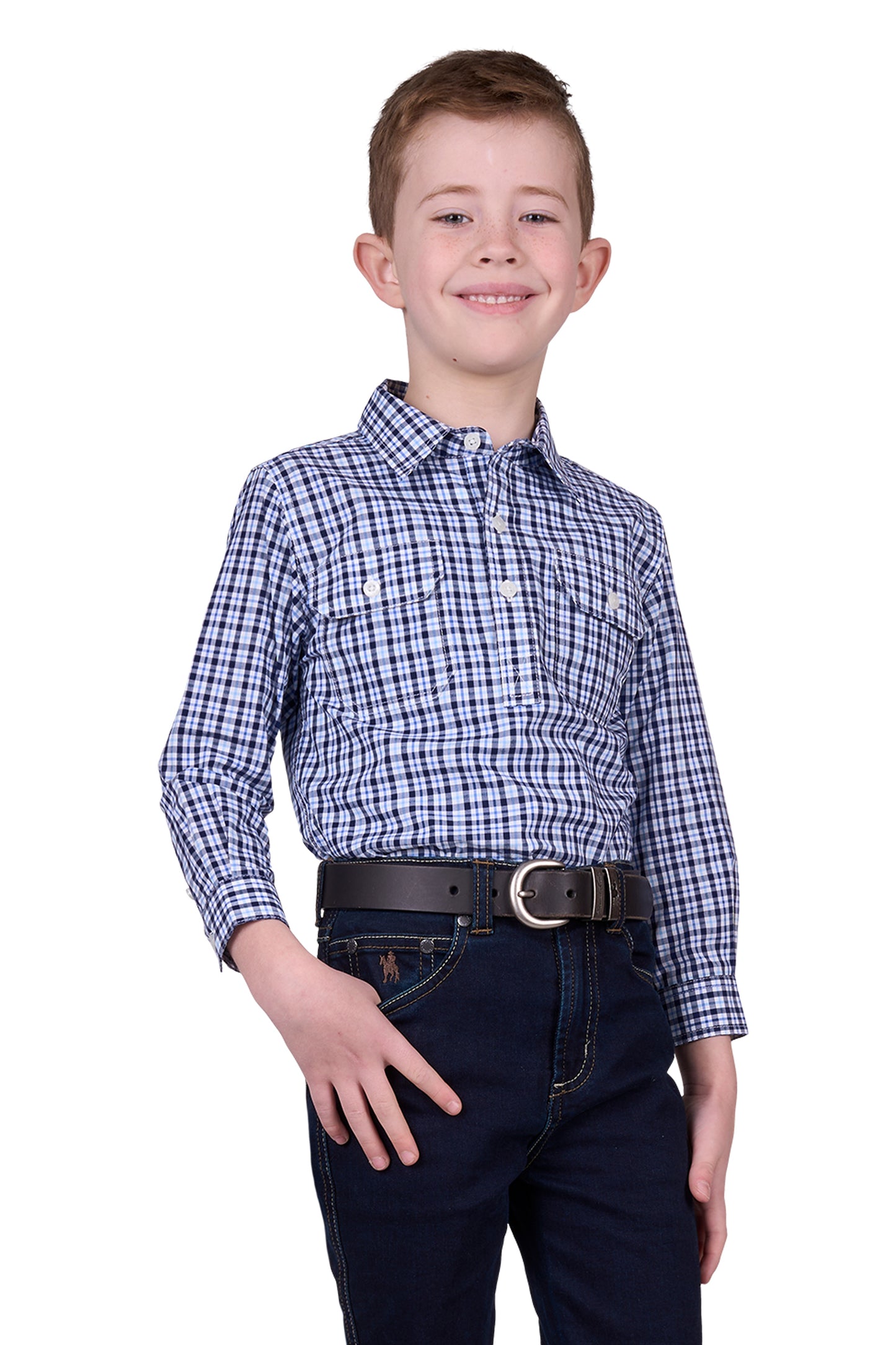 H5W7101186 Hard Slog Boy's Coney 1/2 PLKT LS Shirt