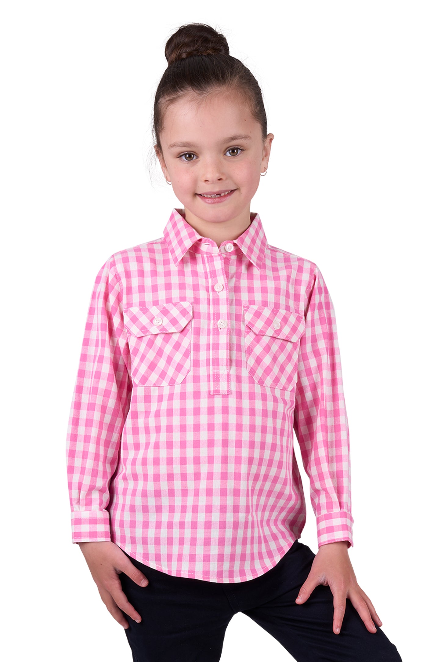 H5W7101192 Hard Slog Girl's Melly 1/2 PLKT LS Shirt