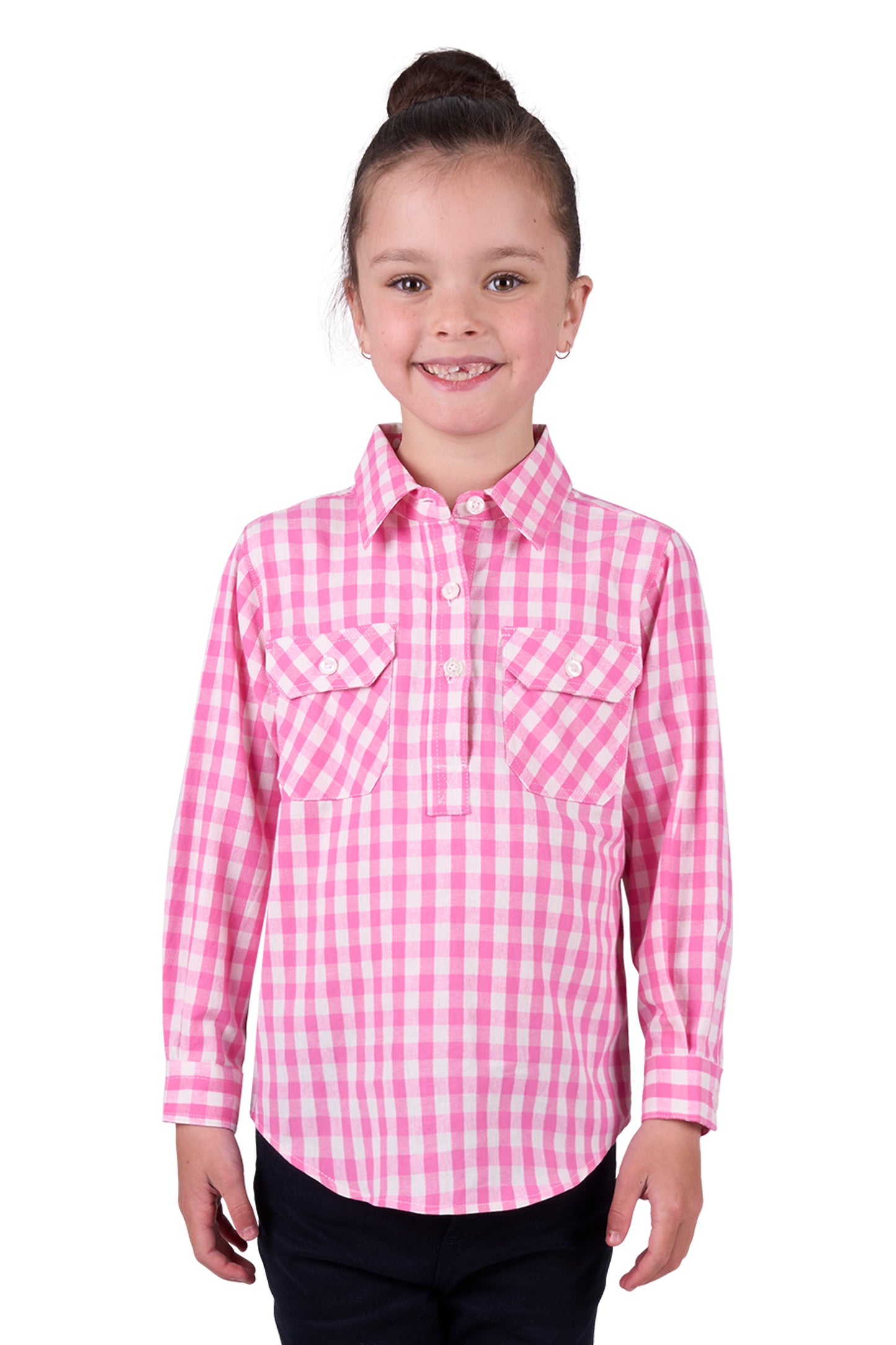 H5W7101192 Hard Slog Girl's Melly 1/2 PLKT LS Shirt