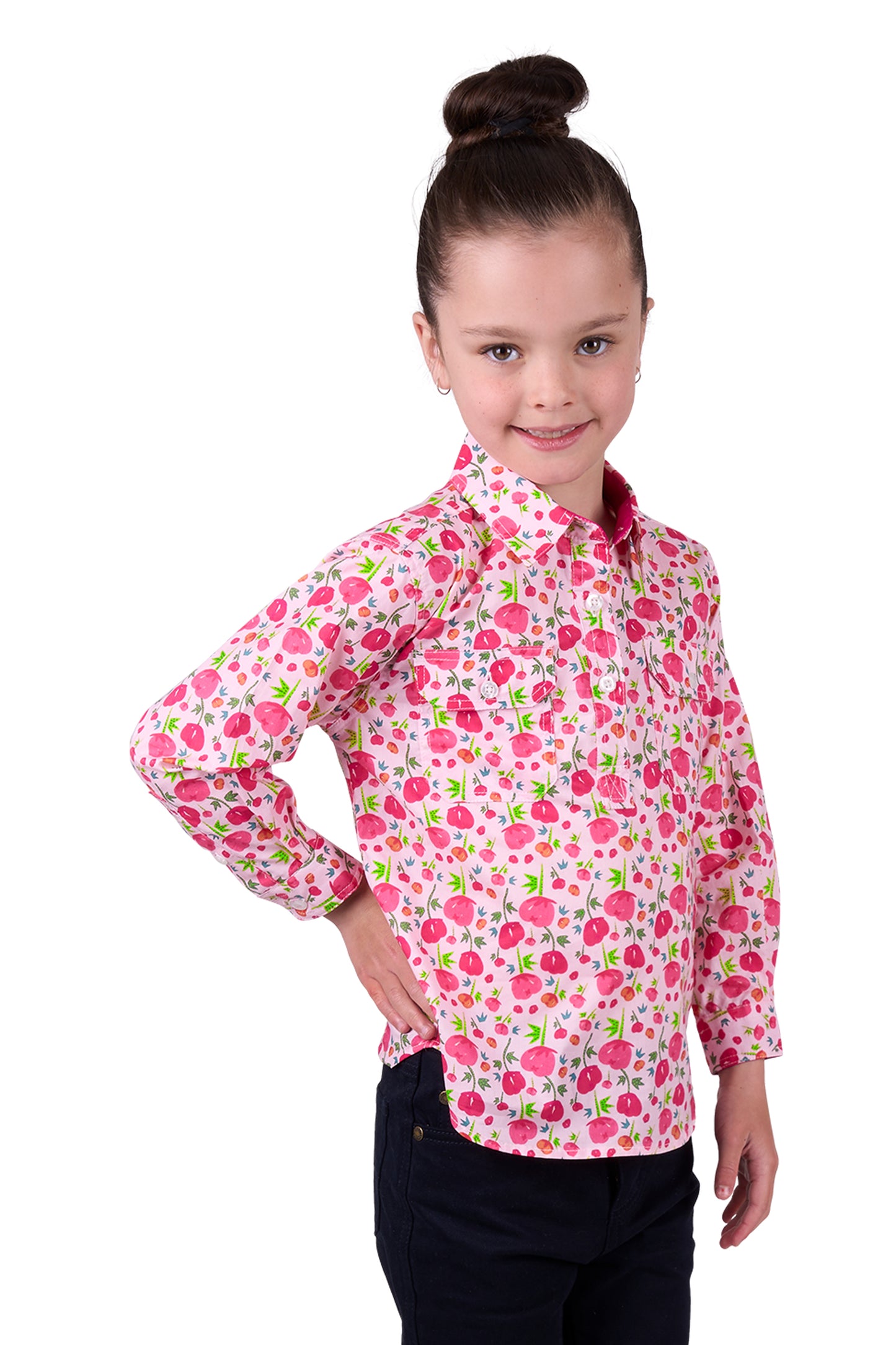 H5W7101193 Hard Slog Girl's Sisi 1/2 PLKT LS Shirt
