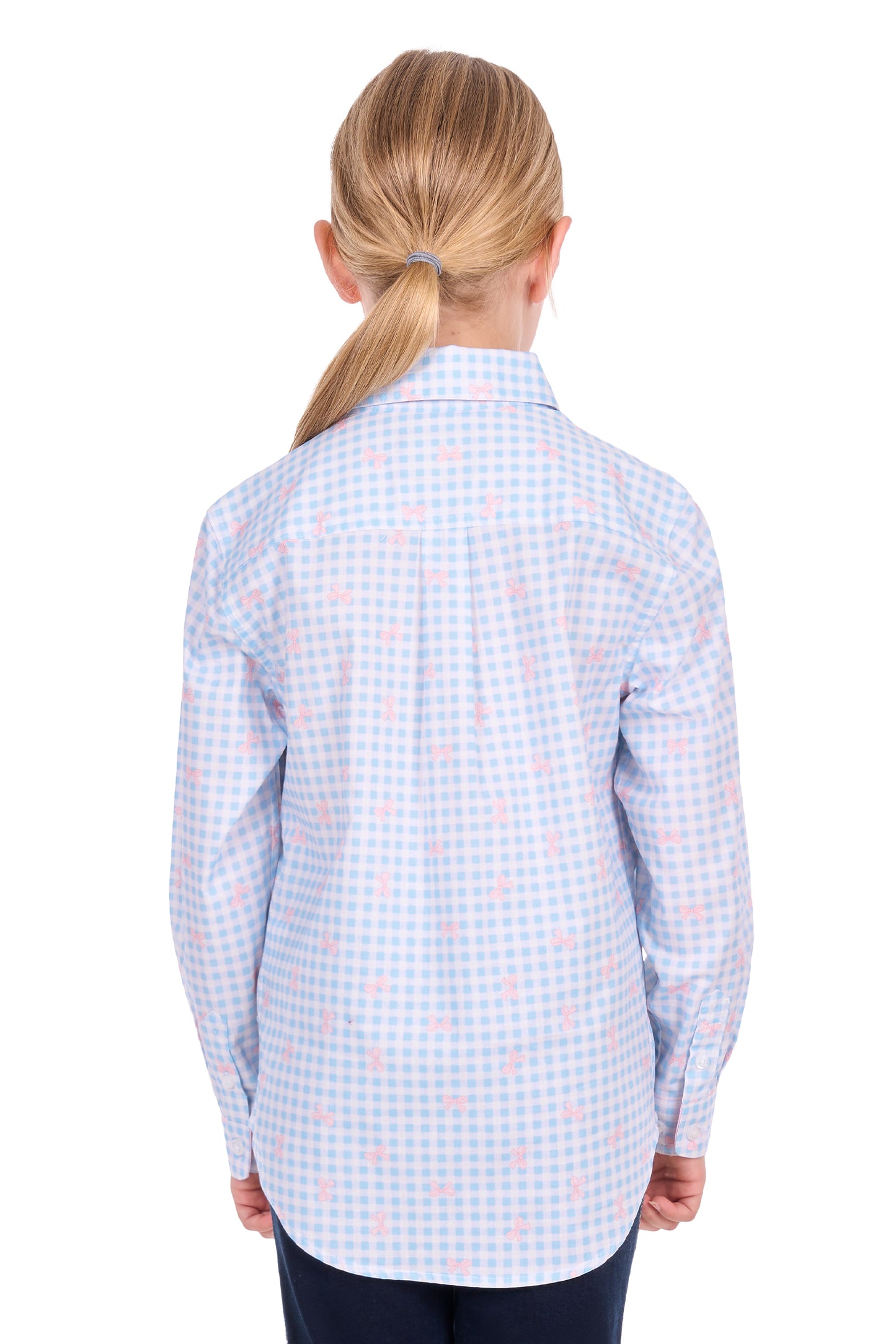 H6S7101156 Hard Slog Kid's Lillia 1/2 PLKT LS Shirt Pale Blue/Pink