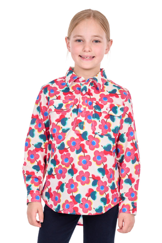 H6S7101160 Hard Slog Kid's Lorri 1/2 PLKT LS Shirt Pink/Multi