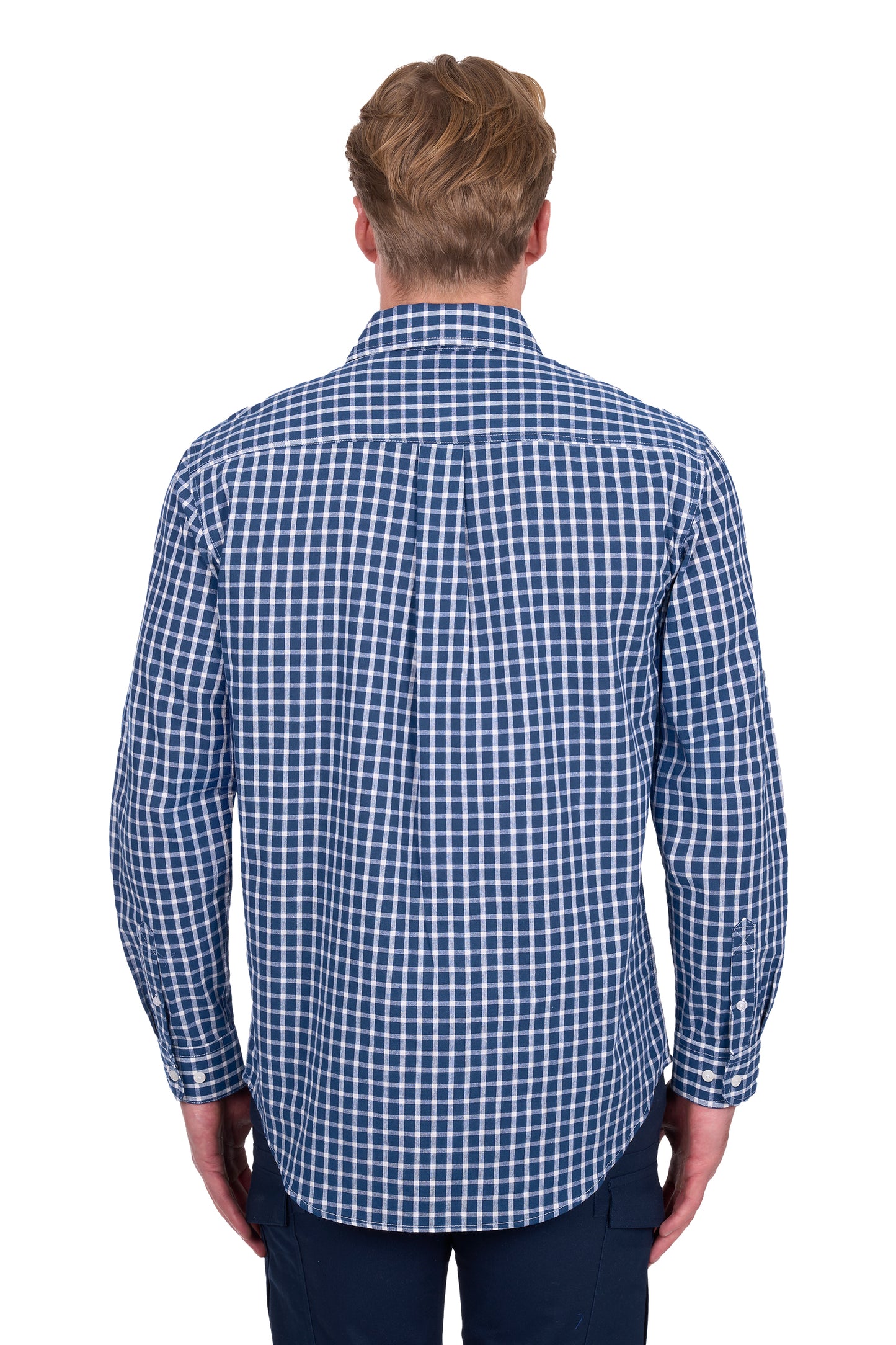 H6W1126185 Hard Slog Men's Alden 1/2 PLKT LS Shirt Navy/White