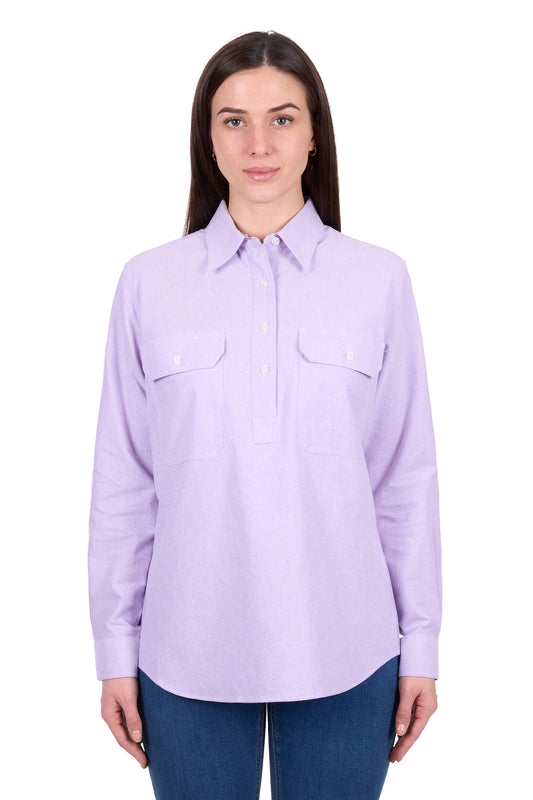 H6W2101176 Hard Slog Women's Ginny 1/2 PLKT LS Shirt Lavender