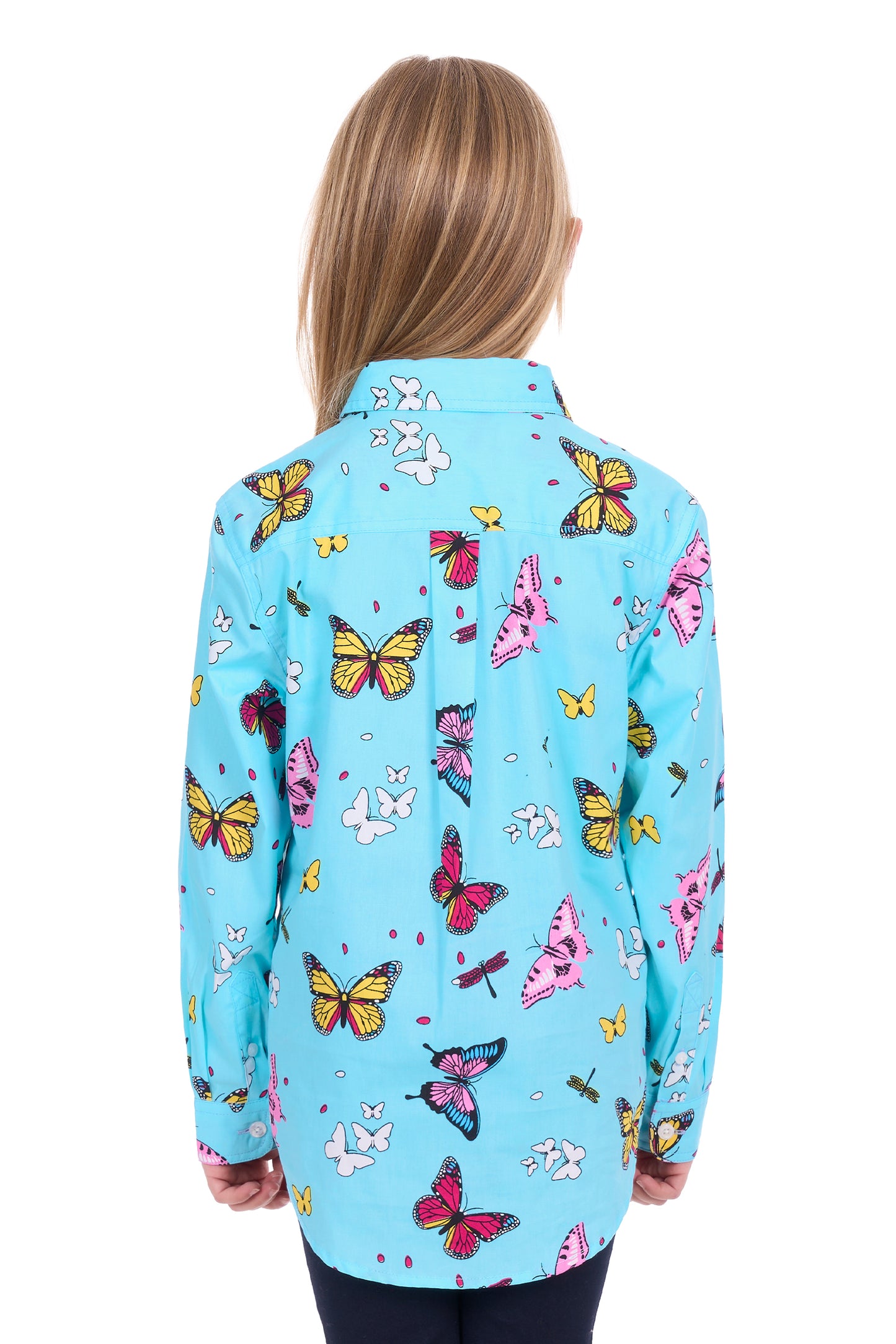 H6W7101165 Hard Slog Girl's Iva 1/2 PLKT LS Shirt Blue