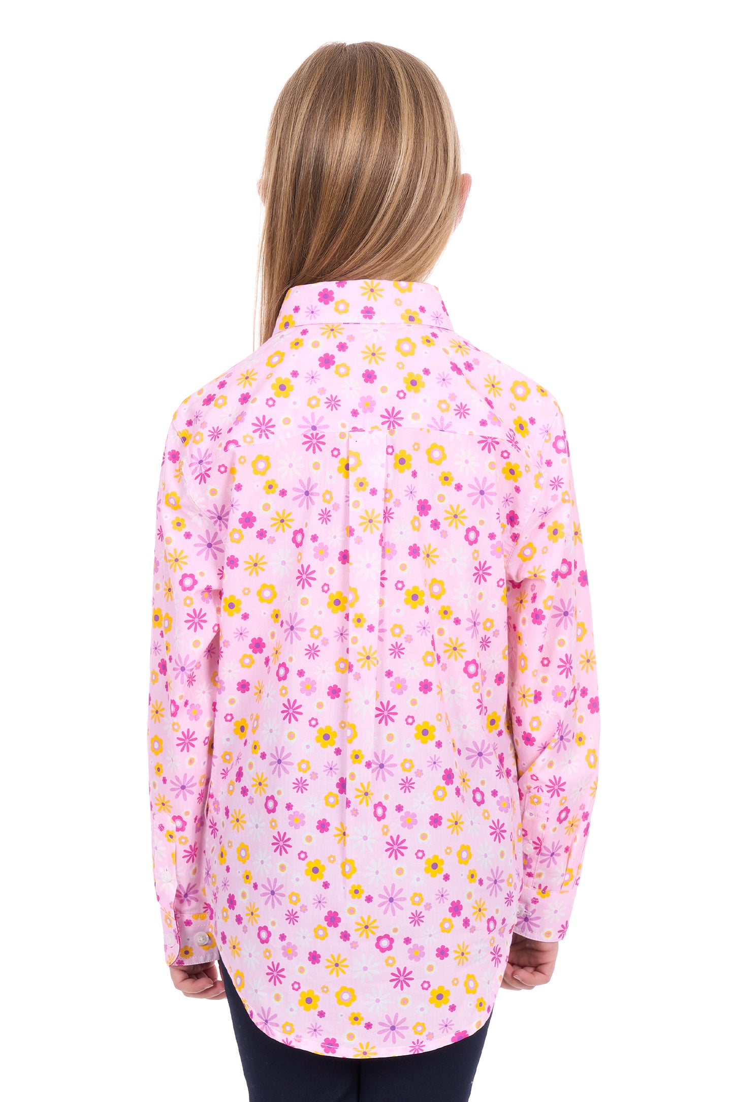 H6W7101167 Hard Slog Girl's Daisy 1/2 PLKT LS Shirt Pink
