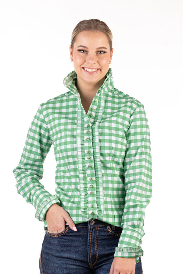 F2000 Hitchley & Harrow Women's Emerald Green Gingham Shirt