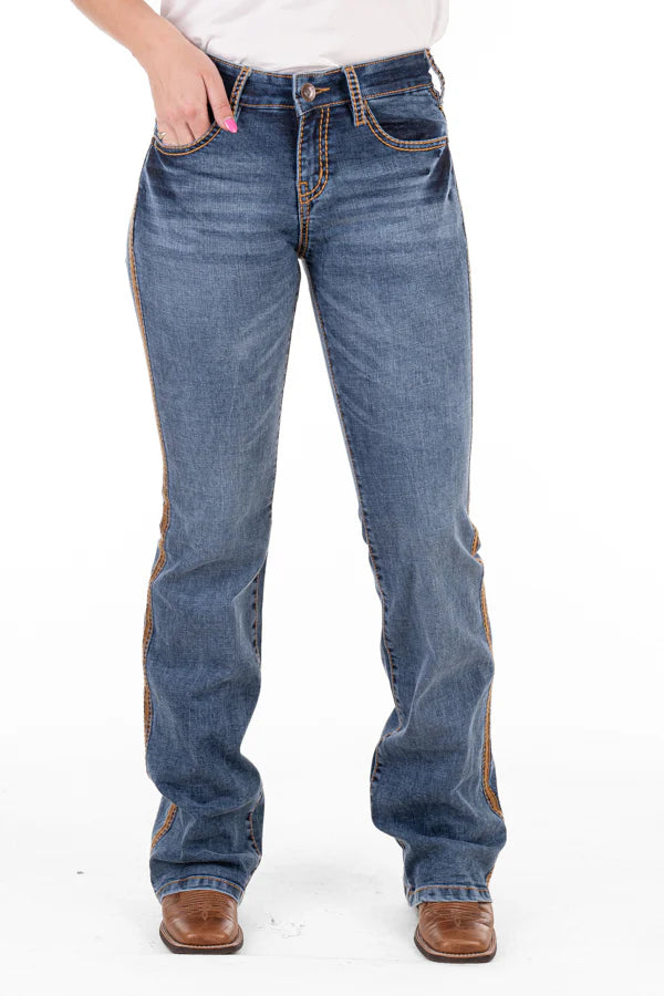SR2161 Hitchley & Harrow Women's Comfort Cut High Rise Greeley Tan Jean 38Leg
