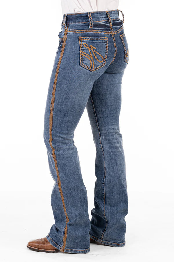 SR2161 Hitchley & Harrow Women's Comfort Cut High Rise Greeley Tan Jean 38Leg