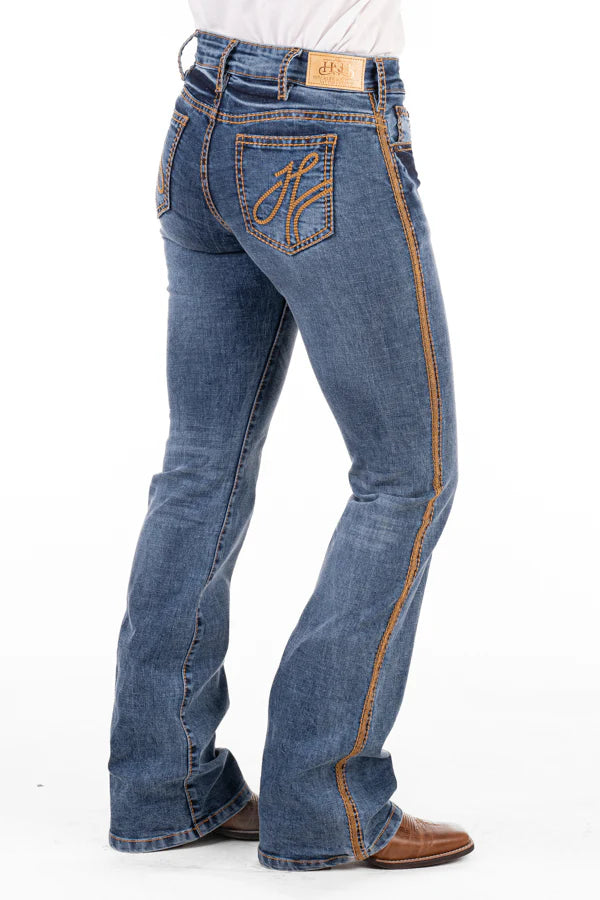 SR2161 Hitchley & Harrow Women's Comfort Cut High Rise Greeley Tan Jean 38Leg
