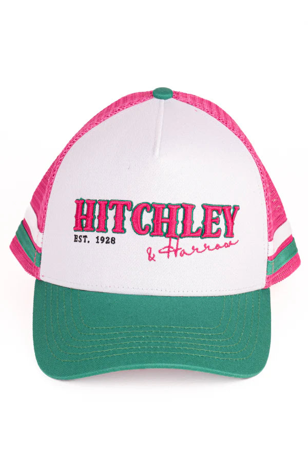 36175 Hitchley & Harrow Trucker Cap White/Hot Pink & Emerald Green