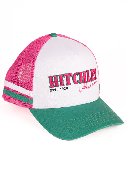 36175 Hitchley & Harrow Trucker Cap White/Hot Pink & Emerald Green
