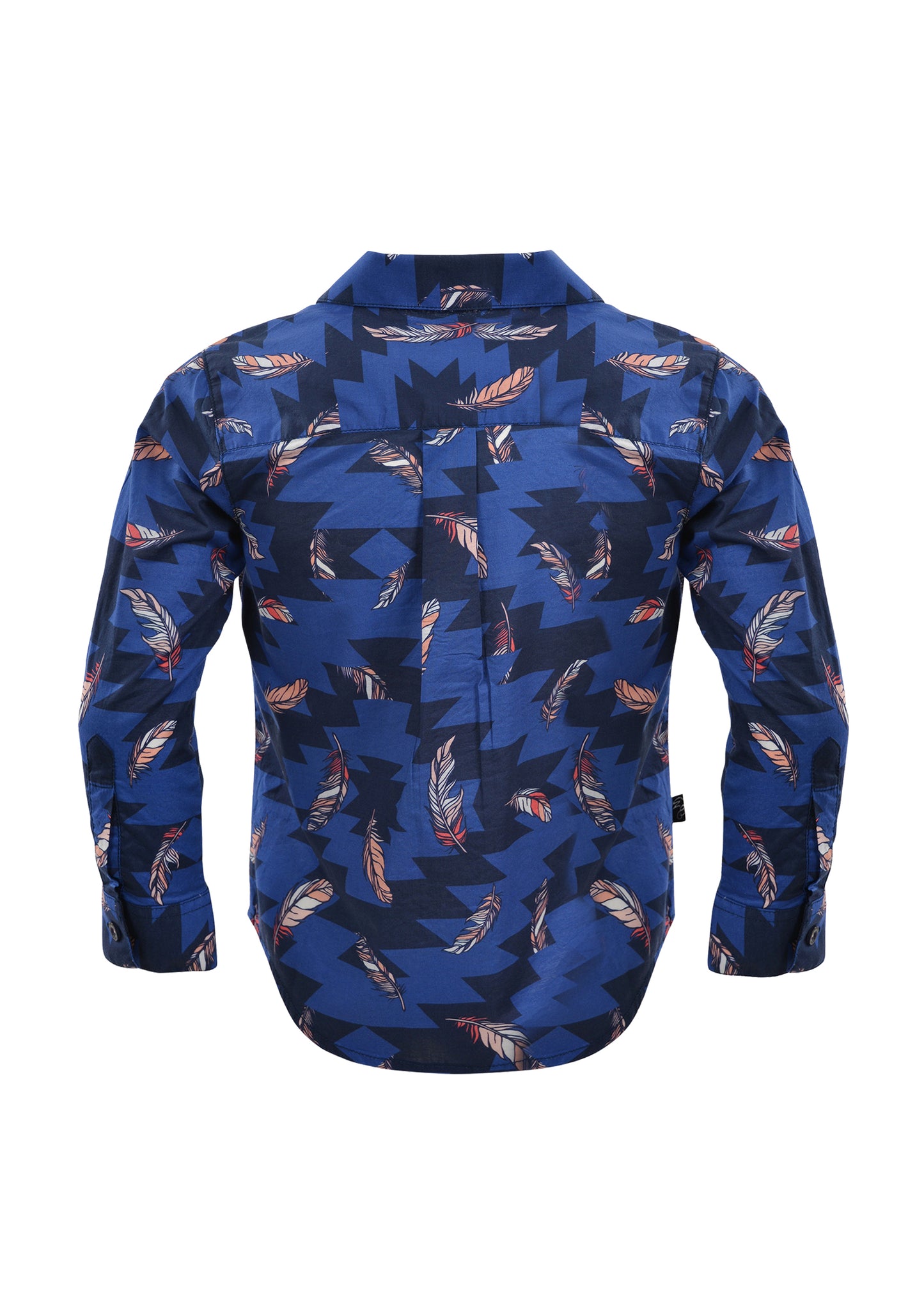 P1S5102480 Pure Western Girl's Blue LS Feathered Shirt