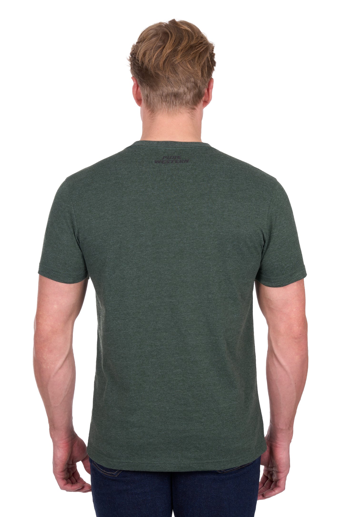 P6W1503174 Pure Western Men's Frank SS Tee Green Marle