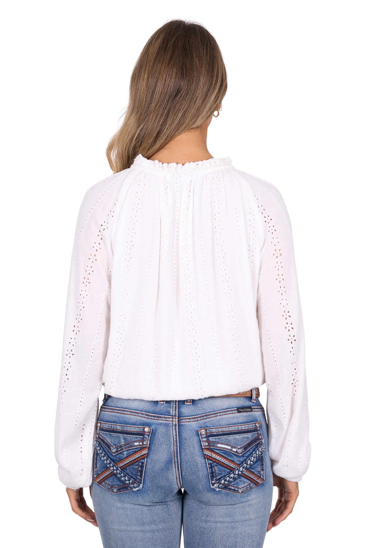 P6W2541194 Pure Western Women's Pepper L/S Blouse White