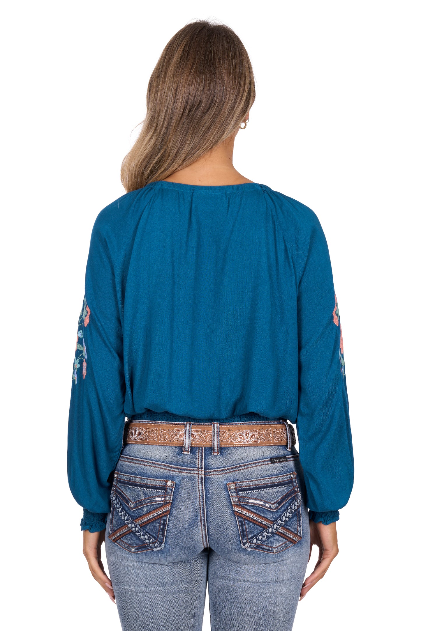 P6W2543190 Pure Western Women's Melina L/S Blouse Turquoise