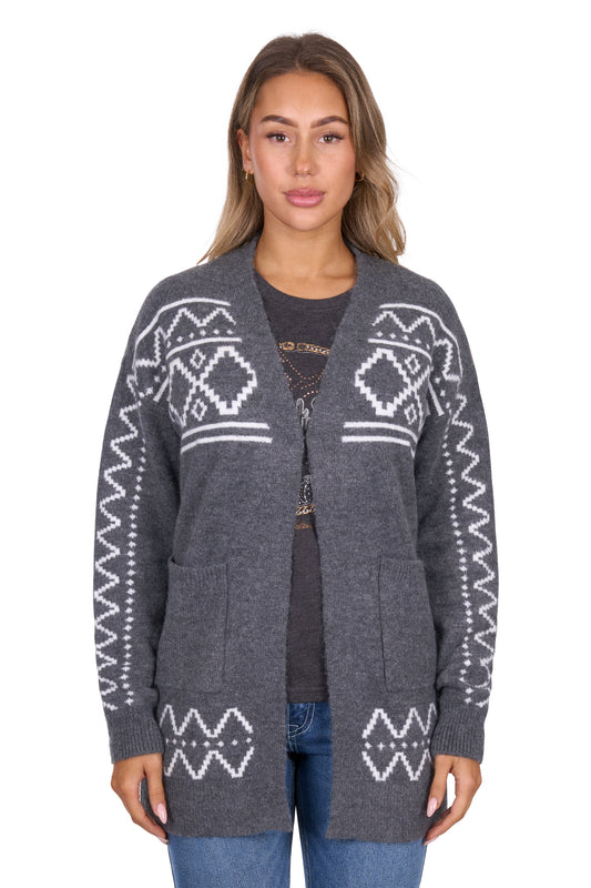 P6W2596230 Pure Western Cora Cardigan Charcoal Marle