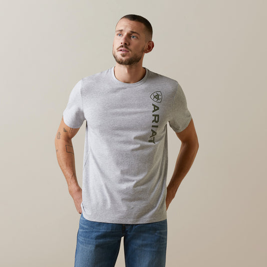 10043371 Ariat Mns Vertical Logo SS T-Shirt Heather Grey