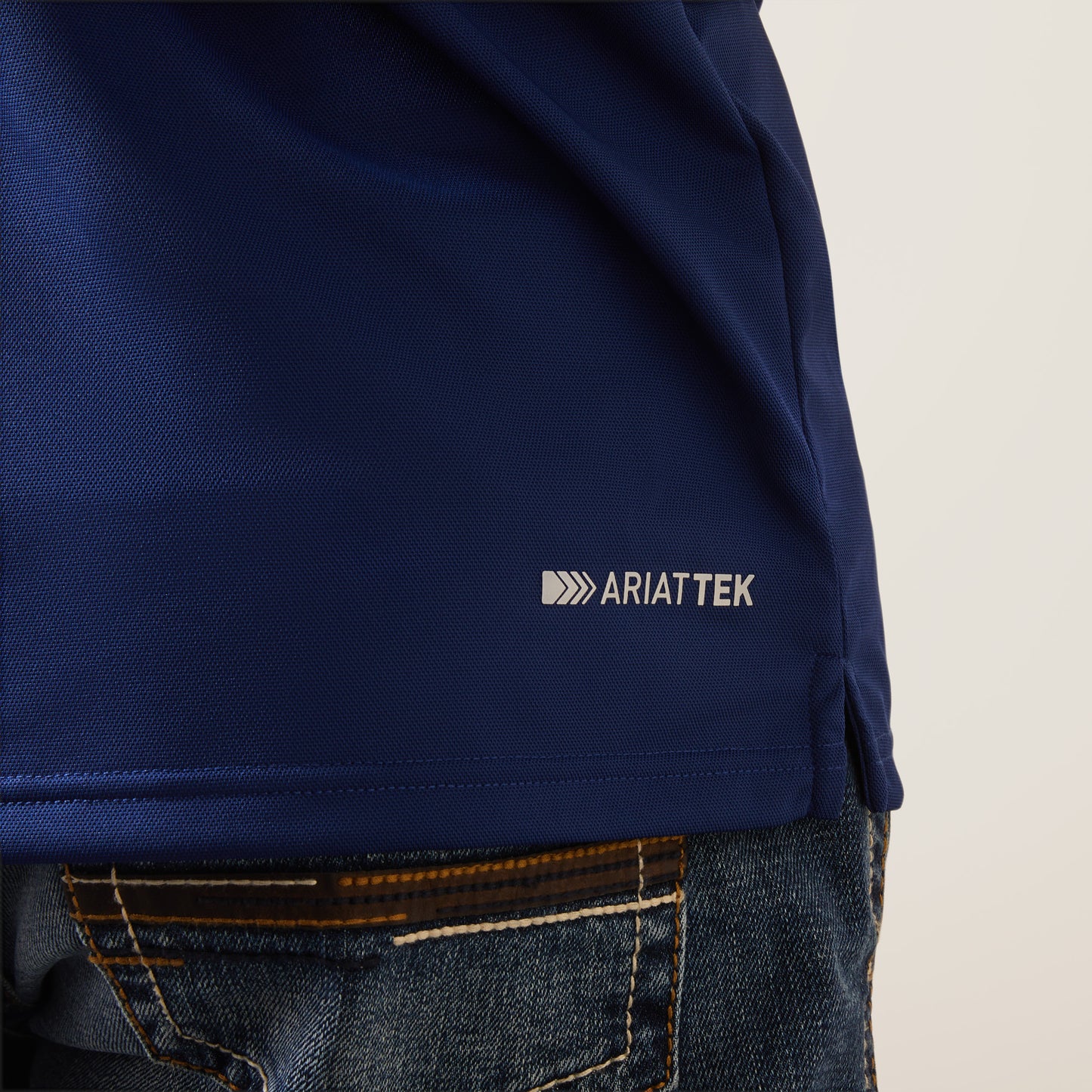 10044345 Ariat Mens Logo Fitted SS Polo Cloudburst Blue