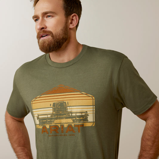 10045277 Ariat Mns Combine SS Tee Military Tee Heather