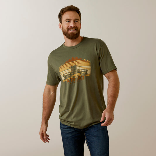 10045277 Ariat Mns Combine SS Tee Military Tee Heather