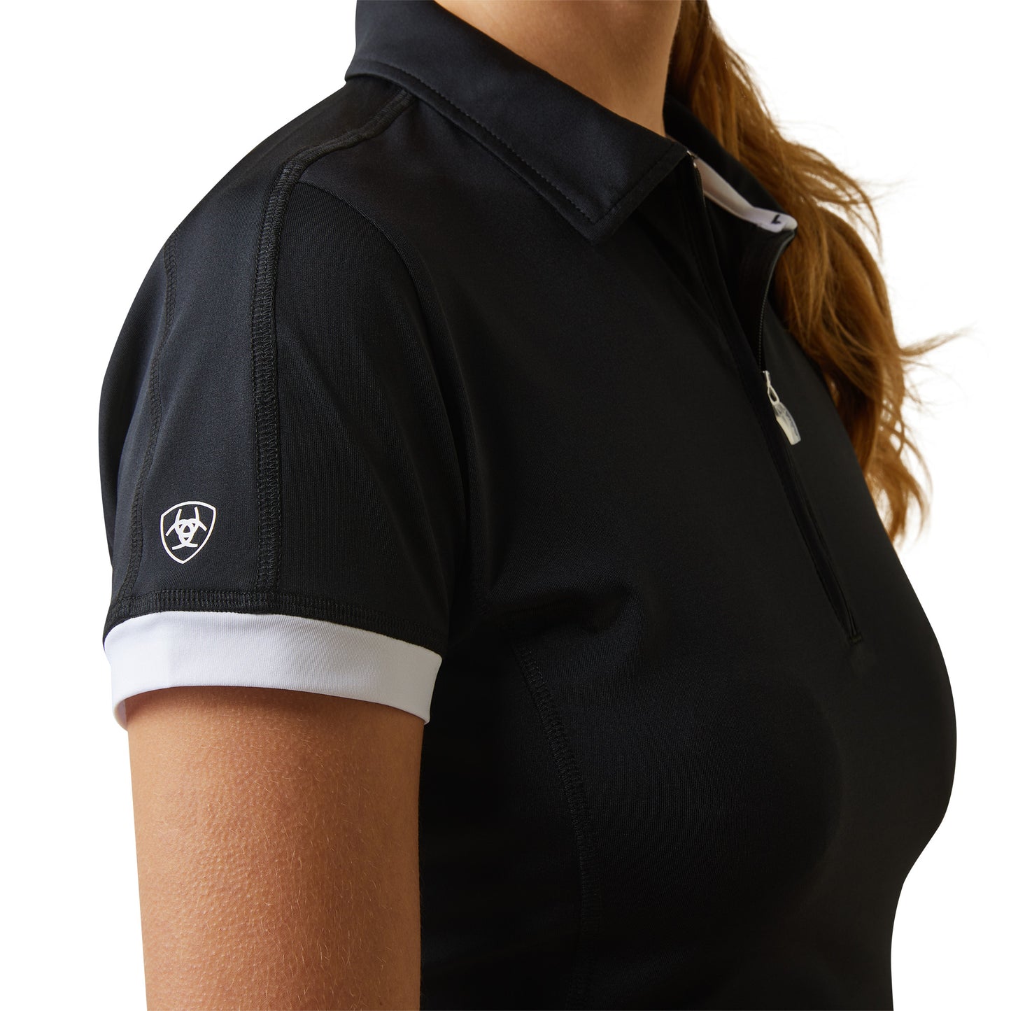 10043379 Ariat Womens Black Bandera 1/4 Zip Polo
