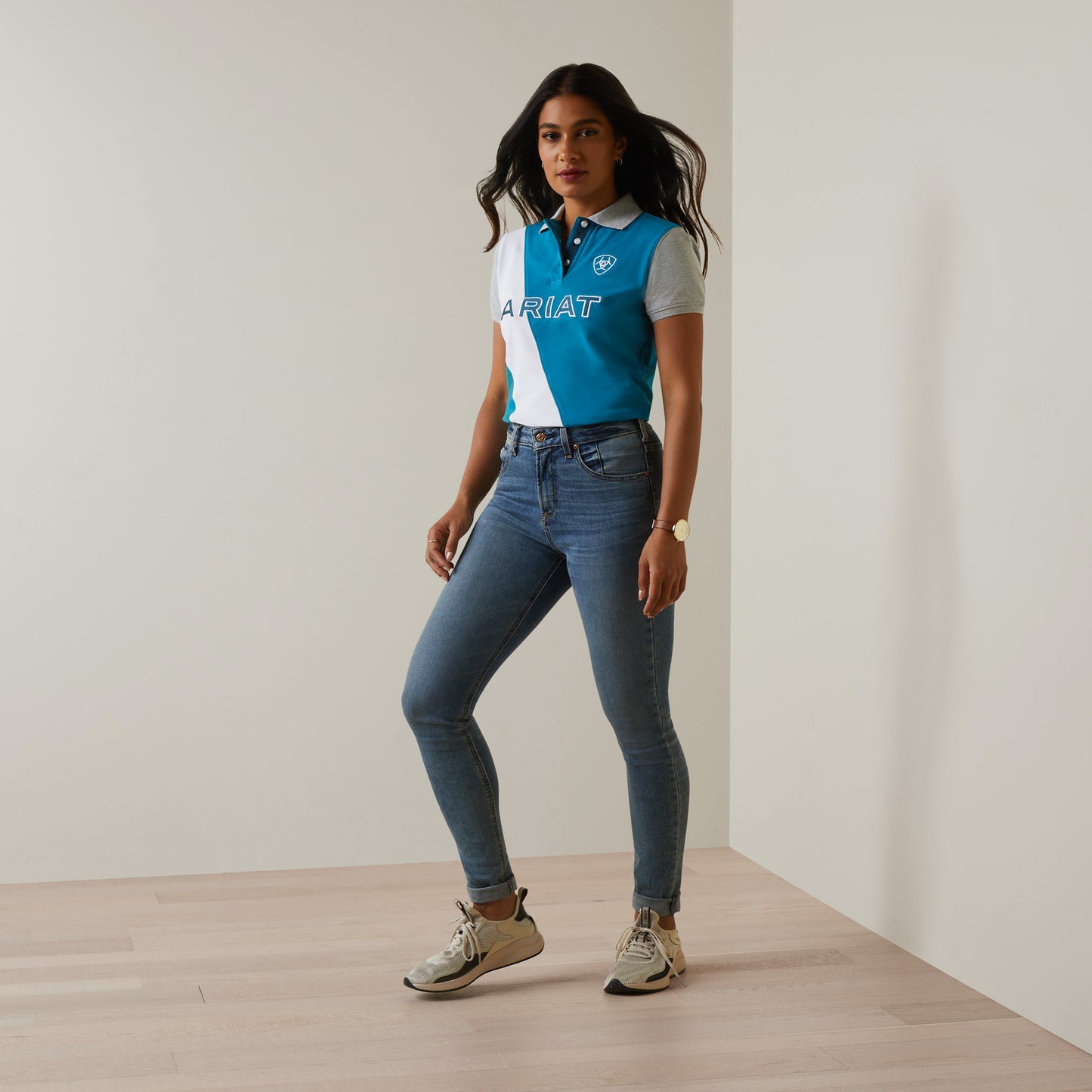 10043507 Ariat Wms Taryn SS Polo Mosaic Blue