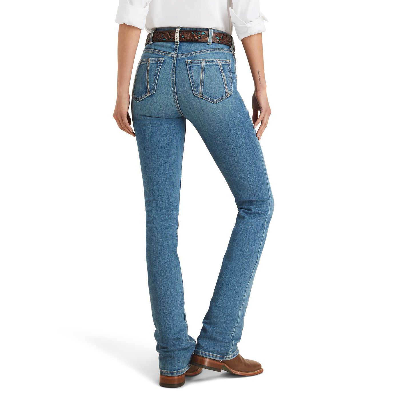 10043211 Ariat Women's Real High Rise Boot Cut Charlee Delaware Xtra Long Leg
