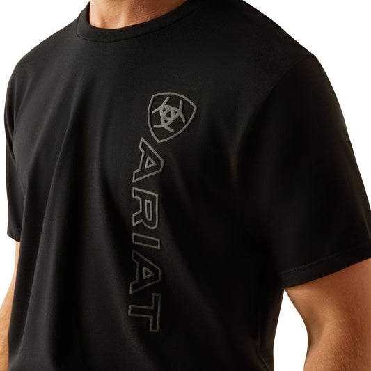 10055149 Ariat Men's Vertical Logo Tee Black