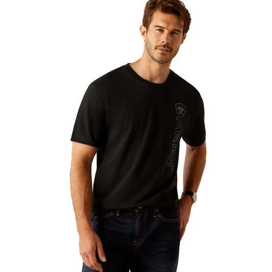 10055149 Ariat Men's Vertical Logo Tee Black
