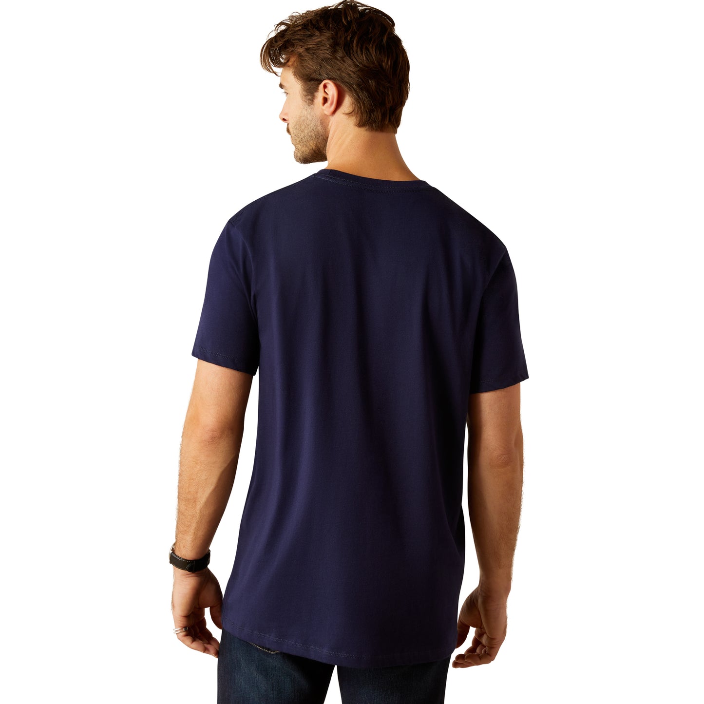 10055150 Ariat Men's Vertical Logo Tee Navy