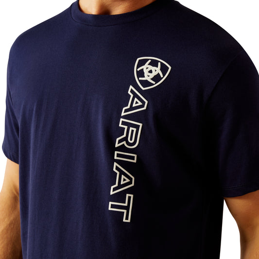 10055150 Ariat Men's Vertical Logo Tee Navy