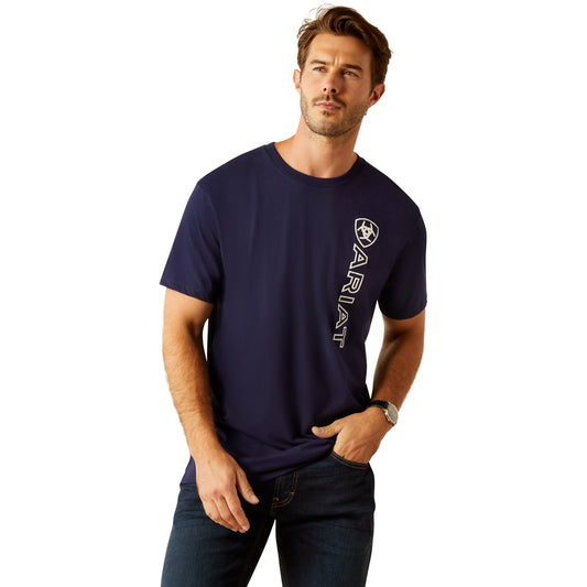 10055150 Ariat Men's Vertical Logo Tee Navy