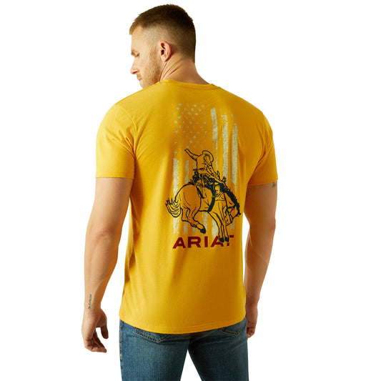10054772 Ariat Men's Rodeo Proud SS Tee Gold Heather