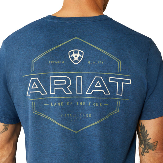 10054773 Ariat Men's Line Frame Hex SS Tee Denim Black