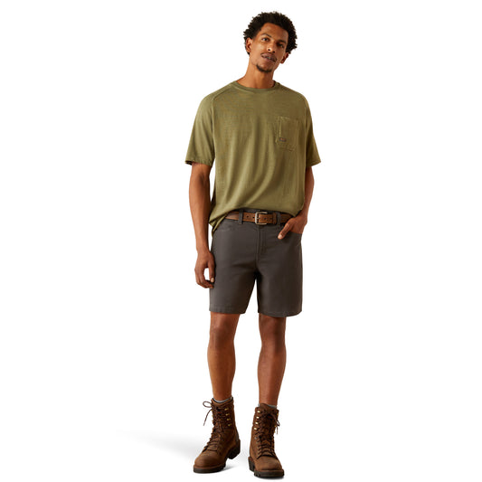 10058729 Ariat Men's Rebar Durastretch Mad Tough 8'' Short Grey