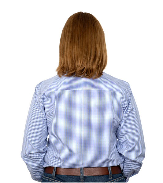 WWLS2305 Just Country Women's Abbey Full Button Work Shirt Corn flower/ White mini check