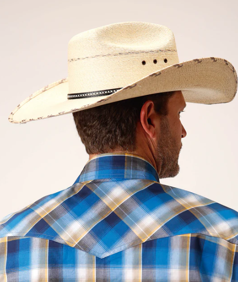 03-001-0278-2088 Roper Mns Amarillo Collection L/S Blue Plaid Blue